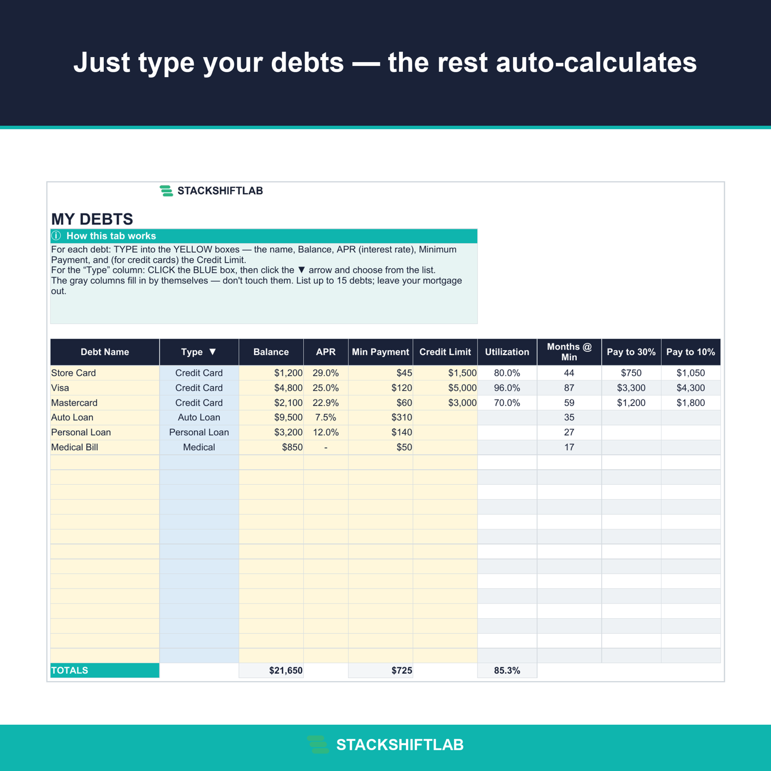 My Debts tab